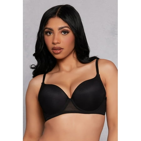 Womens Mesh Push Up Plunge Bra