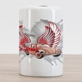 thumbnail image 2 of Cars Ceramic Toothbrush Holder, Hippie Dated Beetle Car with Wings Once Sixties Freedom and Revolution Boho Print, Decorative Versatile Countertop for Bathroom, 4.5" X 2.7", Red Grey, by Ambesonne, 2 of 4