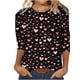 thumbnail image 2 of Fiudx Tops para Mujer Blusa Holgada con Estampado de Pascua y Cuello Redondo Retro de Manga Tres Cuartos a La Moda para Mujer, 2 of 4