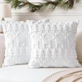 thumbnail image 1 of HAYAN Set of 2 Xmas Soft Plush Short Wool Velvet Decorative Throw Pillow Covers Square Luxury Style Cushion Case Pillow Shell for Sofa Bedroom Christmas Tree and Elk White, 26x26 Inch, 1 of 1