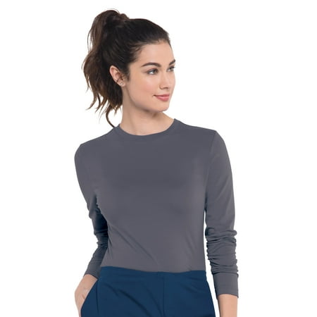 Landau Women's Essentials Modern Tailored Fit Breathable No Pockets Pull Over Long-Sleeve Tee Scrub, Style 50001