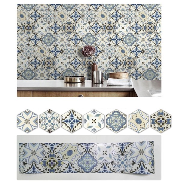 1 unidad de pegatinas de azulejos Retro autoadhesivas impermeables de PVC pegatinas de pared extraíbles calcomanías DIY fondos de pantalla para