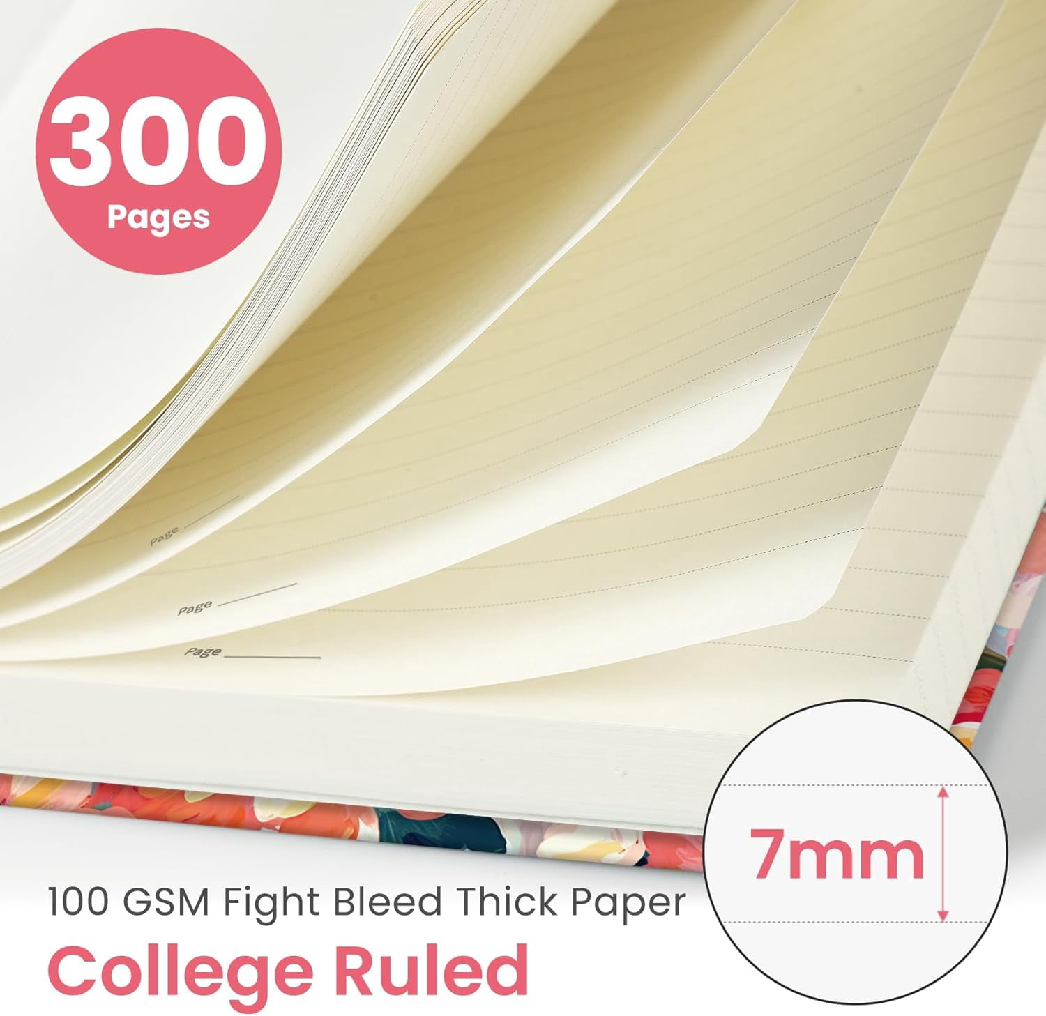 General Lined Spiral Notebook Journal for Work, 300 Pages Thick B5 (7.1"x10") College Ruled Journal for Women & Writing, Hardcover Notebook for Note Taking, Perfect for Office Home School,