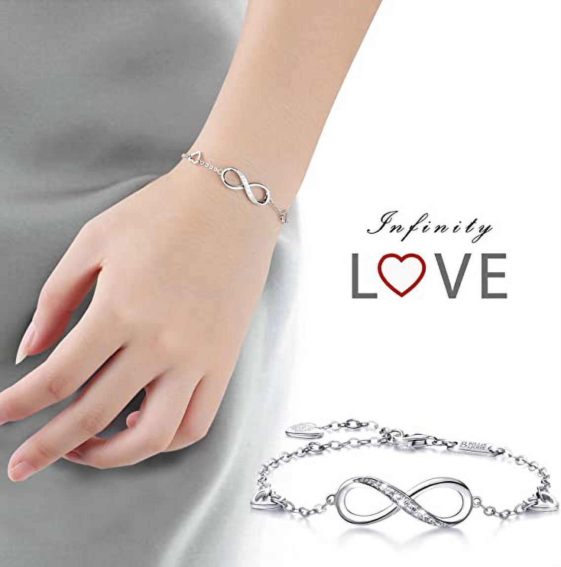 Infinity Love Bracelet Sterling Silver 7
