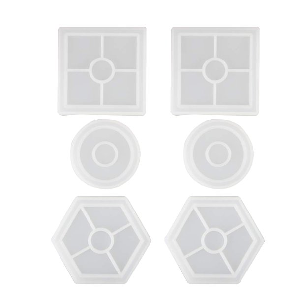 HeroNeo 3 Pack DIY Coaster Silicone Mold, Include Round, Square