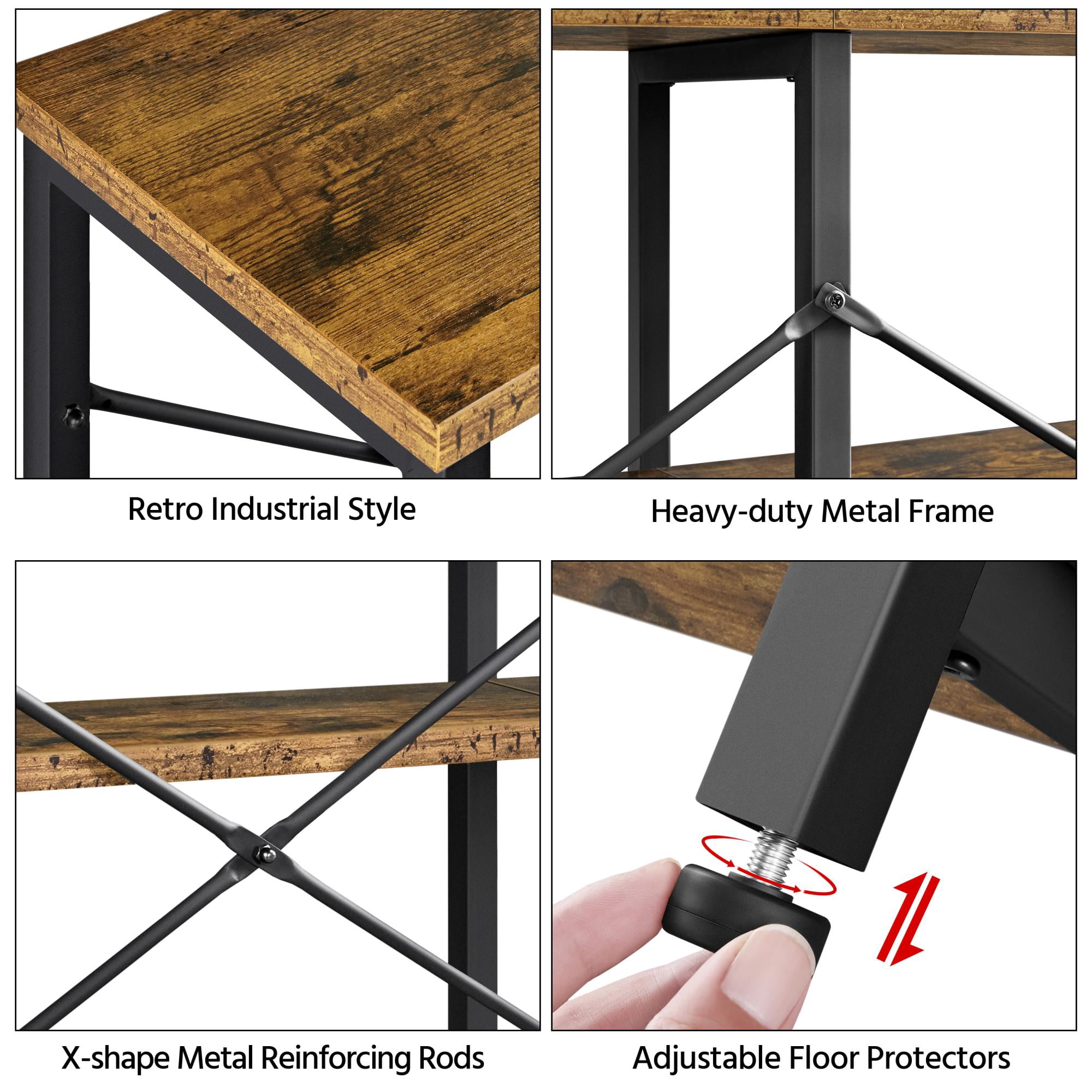 Renwick 55 inch 3-Tier Industrial Console Table, Multiple Colors