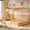 Natural, variant on Guqiart Twin Over Full Low Floor Bunk Bed, Wooden Kids Bunk Bed with Ladder & Full Guardrails, Low Bunk Bed for Boys, Girls & Juniors Bedroom