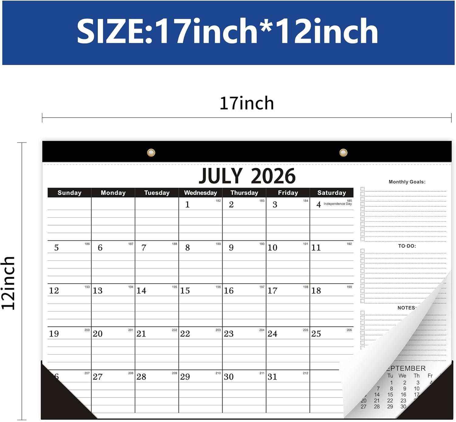 Desk Calendar 2026-2027,July 2026 to December 2027, Desk calendar 2026-2027 with to-do list,2027 Calendar 18 Months,Calendar 2026-2027-17" x 12" for Home or Office.