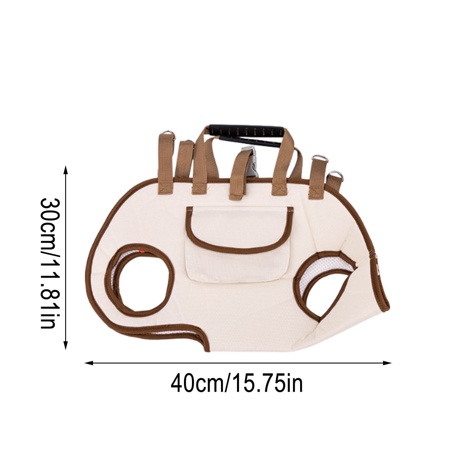 Dog Full Body Lift Harness for Small Dogs, Outdoor Pet Bag Hands Free Shoulder Yorkie Carrier, Adjustable Breathable Vest Straps with Small Puppy Treat Bag, Beige (L(14.33~19.84lbs))