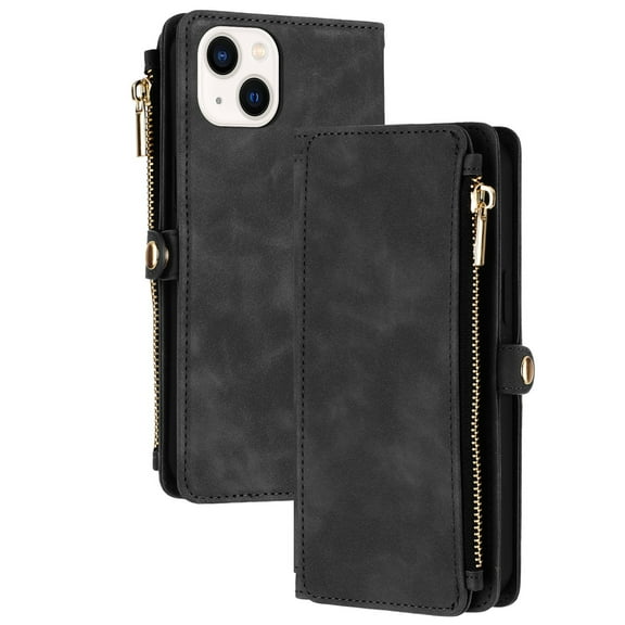 Case For IPhone 16 /16 Pro/16 Plus/16 Pro Max, RFID Blocking Card Holder Cover Leather Flip Zipper Strap Wallet Case