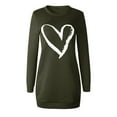 thumbnail image 4 of HJYCHN Women Plus Size Sweater Dress Round Neck Long Sleeve Solid Color Casual Winter Autumn Holiday Comfortable Knit Army Green L, 4 of 4