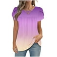 thumbnail image 2 of Uaswgudfs ​Casual Women Blouses: Relaxed Fit Short Sleeve V-Neck Summer Tops with Ruched Shoulders & Soft Jersey Fabric, 2 of 7