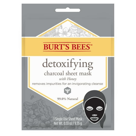 (2 Pack) Burt's Bees Detoxifying Charcoal Sheet Mask, Single Use Sheet Mask, 1