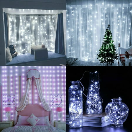 Curtain String Lights 300 LEDs Window Curtain Fairy Lights Twinkle Star String Lights USB Remote Control 8 Modes for Bedroom...
