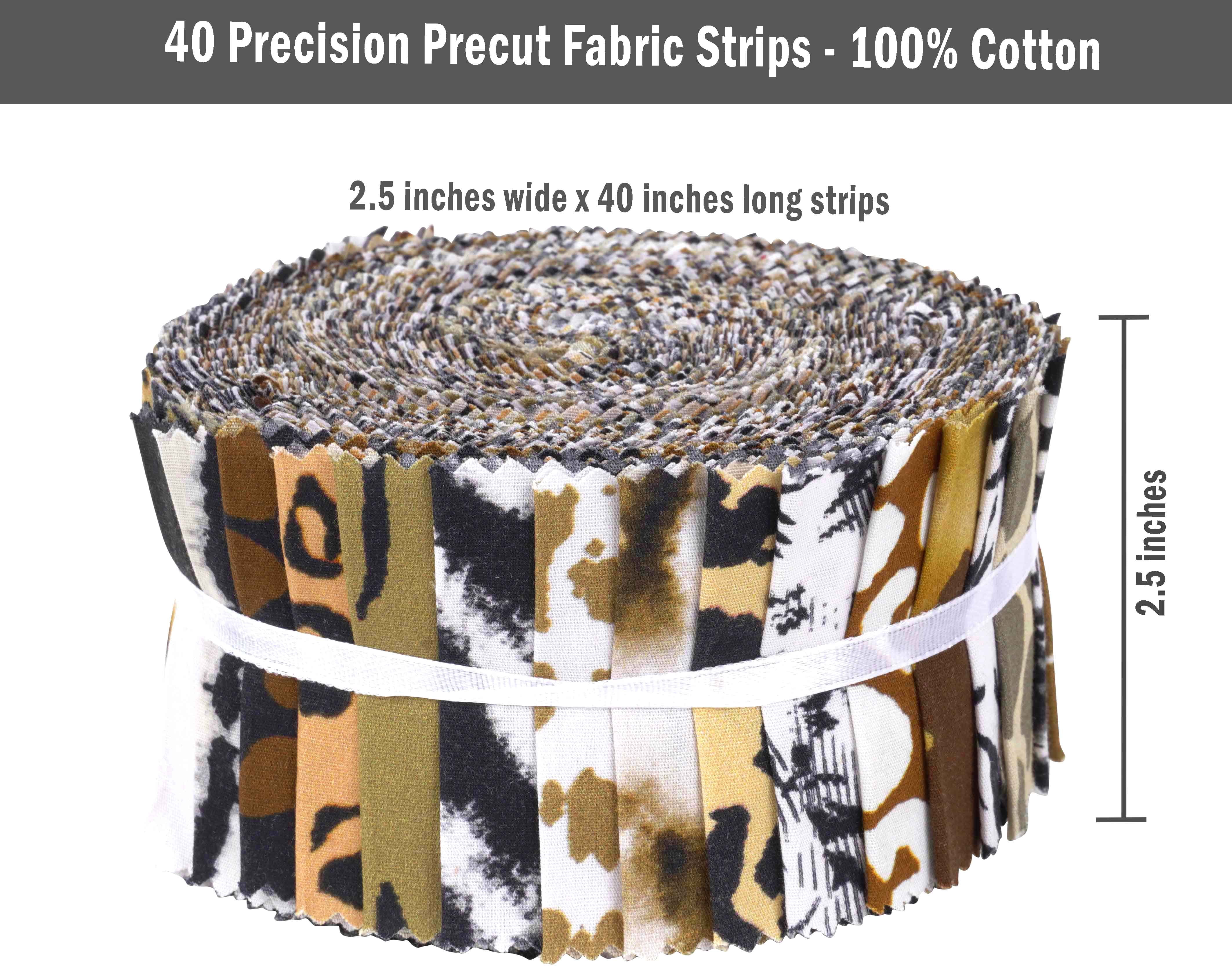 Soimoi 40Pcs Animals Print Cotton Precut Fabrics For Quilting Craft Strips 2.5x42inches Jelly Roll - Purple