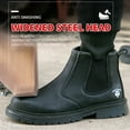 thumbnail image 2 of RIBONGZ Steel Toe Work Boots for Men Slip-on Chelsea Boot, Men's Industrial & Construction Shoes, Waterproof, Lightweight, Comfortable, Non-slip Safety Shoes, 2 of 9