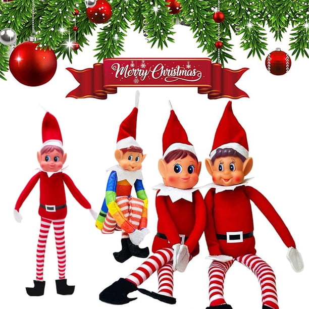 Muñeco elfo de decoración navideña, adorno de elfo navideño de 42 cm para niños, muñecos elfos articulados para decoración del hogar