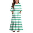 thumbnail image 2 of ITSAME Girls Striped Maxi Dress Ruffle Short Sleeve Round Neck Loose Fit Summer Comfy Casual A-Line Dress Mint Green Size 5T, 2 of 7