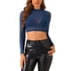 thumbnail image 1 of INSPIRE CHIC Crop Top de Mujer para el Día de San Valentín, Blusa de Malla Semi-Transparente con Mangas Largas y Cuello Redondo XS Sólido Azul Oscuro, 1 of 5