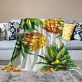 thumbnail image 2 of ARISTURING Pineapples Pattern Green Leaves Flannel Blanket Gifts for All Seasons Long-Lasting Blanket 40x50in, 2 of 6