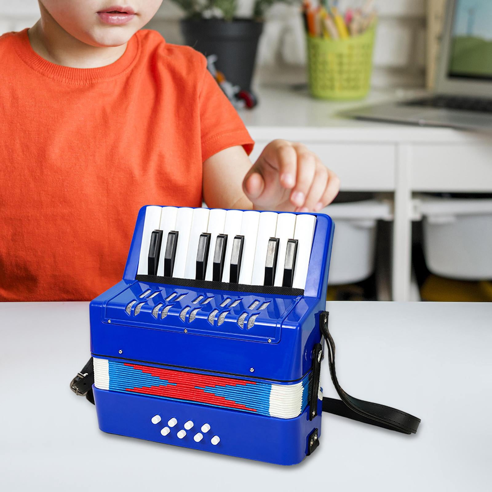 LeeQinersw 17 Keys 8 Bass Piano Accordion Early Childhood Development Hand Eye Coordination Blue