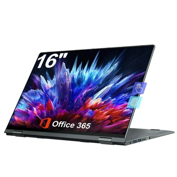Jumper Ordinateur Portable 16 Pouces Écran Tactile Windows 11 avec 16 Go DDR4 640GB Stockage, Ordinateur Convertible 2 en 1, 4 Cœurs Intel Celeron N5095, Retournement 360°, 1 An Office 365 Gratuit