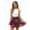 thumbnail image 3 of Shorts for Women Summer Casual Chiffon Skorts Boho Ruffle Tennis Mini Skirts Red flowers M, 3 of 8