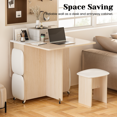 thumbnail image 4 of Stmoze Extendable Dining Table Set for 4, Folding Rectangle Kitchen Table with Wheels & Storage Rack, Folable Dining Table with 4 Leather Stools, 5 Pieces Dinette Set for Small Space, Oak, 4 of 7