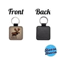 thumbnail image 4 of Moose Standing Faux Leather Square Keychain, 4 of 7
