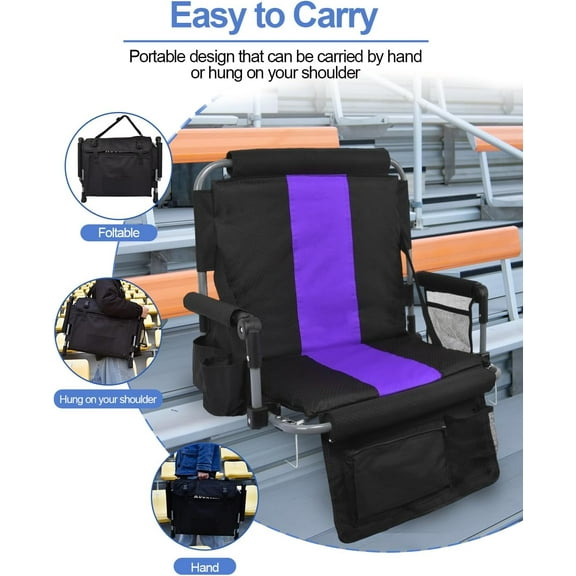 Stadium Seat with Back Support - , 1 Pack - Lightweight & Portable for Basketball and Soccer Bench