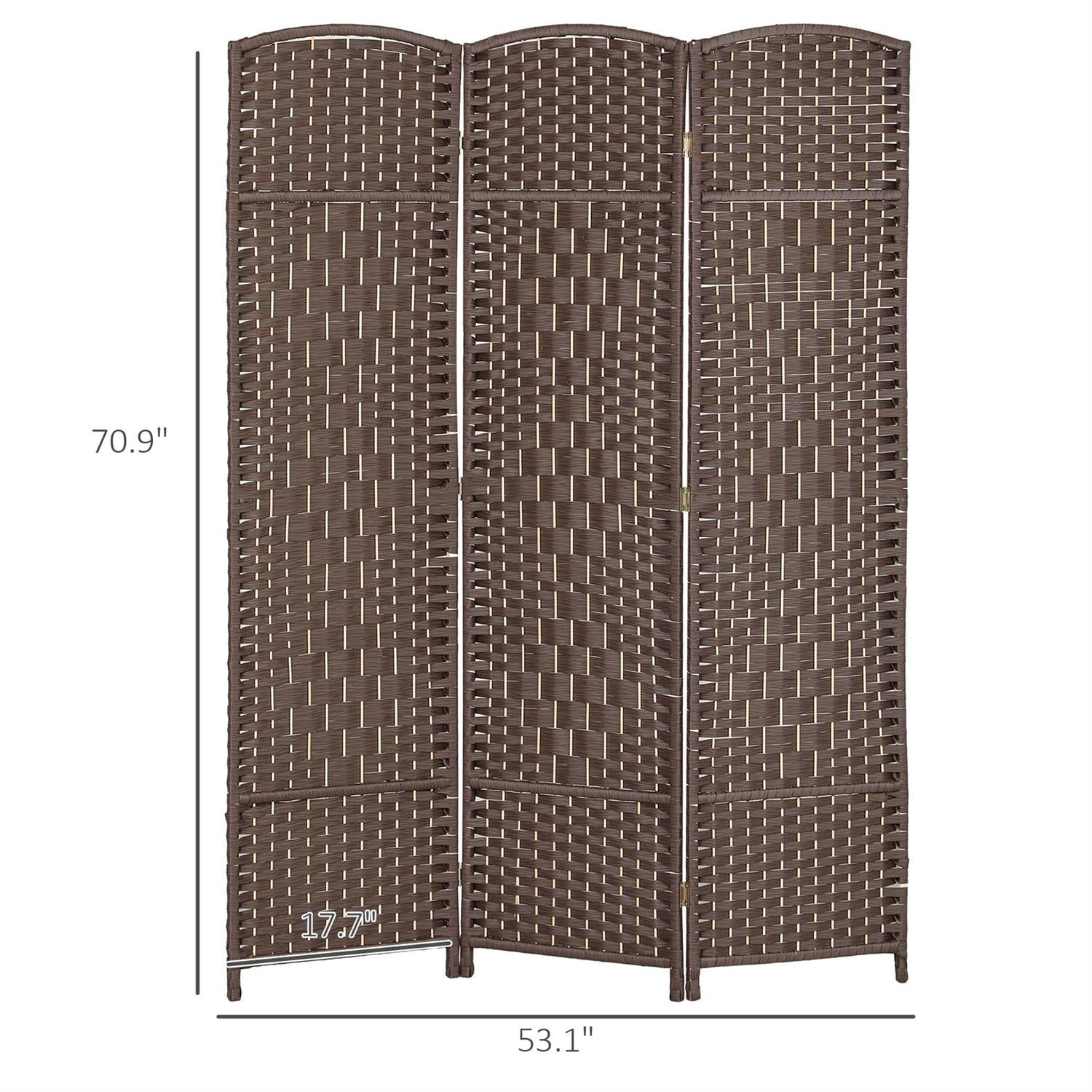 Demi Bonn 3-Panel Folding Room Divider Screen, 6' Tall Privacy Screen for Home Office, Wood Partition Panel with Freestanding Design, Brown