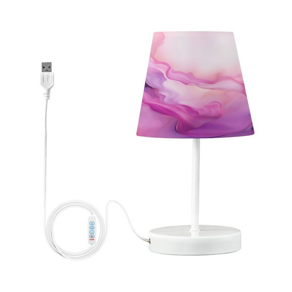 Pink Purple Marble Desk Lamp LED Table Nightstand Lamps with 3 Color Temperatures for Home Bedroom Living Room Decor 6x11