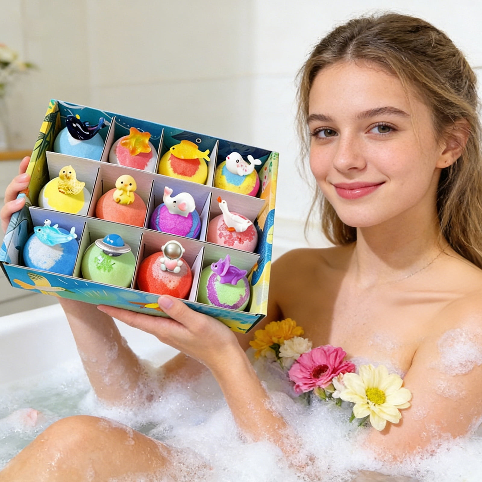 Fun Bath Toys, 2 Oz, 12 Pc, All Ages Bath Toys, Bath, Ocean Animal Figurines, Toys for Student, Gift for Student, All Ages Play, Bath