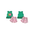 thumbnail image 2 of BemeyourBBs Toddler Baby Girls Back to School Outfit Summer Kindergarten Outfits Baby Girl First Day of School Outfit Cute Apple Pencil Embroidery Sleeveless Tunic Shirt Tops and Floral Shorts Set, 2 of 9