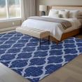 thumbnail image 4 of Large Area Rugs for Living Room Bedroom, Navy Blue Moroccan 5'x8' Rug Washable Carpet Runner Indoor Outdoor, Morocco Geometric Quatrefoil Plaid Non Slip Floor Mats Rug for Kitchen, Bathroom, 4 of 8