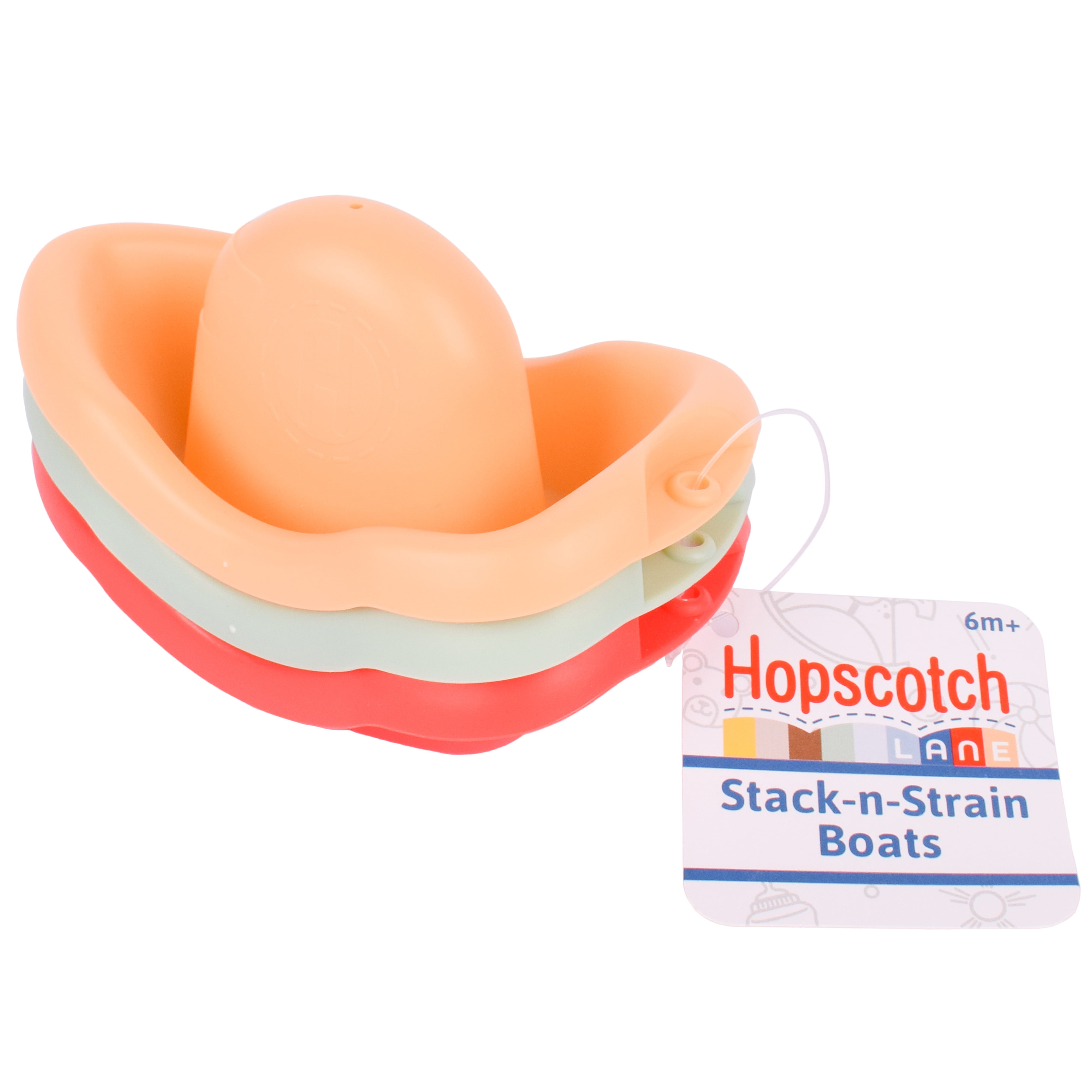 Hopscotch Lane Stack and Strain Boats - 3 Pack Bath Toy, Baby and Toddler 6+ Months