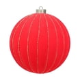 thumbnail image 5 of Luxcidy Red Jumbo Flocked Christmas Ornament, 15 cm / 5.91 Inch Diamond Embossed Gold Thread Velvet Ball, Reusable Hanging Decor for Holiday Wedding Party Porch and Event Display, 5 of 8