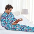 thumbnail image 4 of Salouo Wls And Flowers Print Button-Front Long Sleeve Pajama Set for Men, Soft 2Pjs Men's Long Sleeve Sleepwear -Medium, 4 of 7
