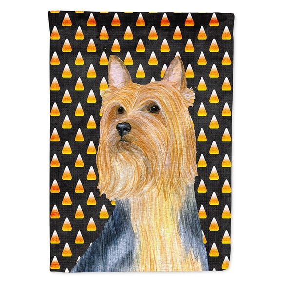 Silky Terrier Candy Corn Halloween Portrait Garden Flag