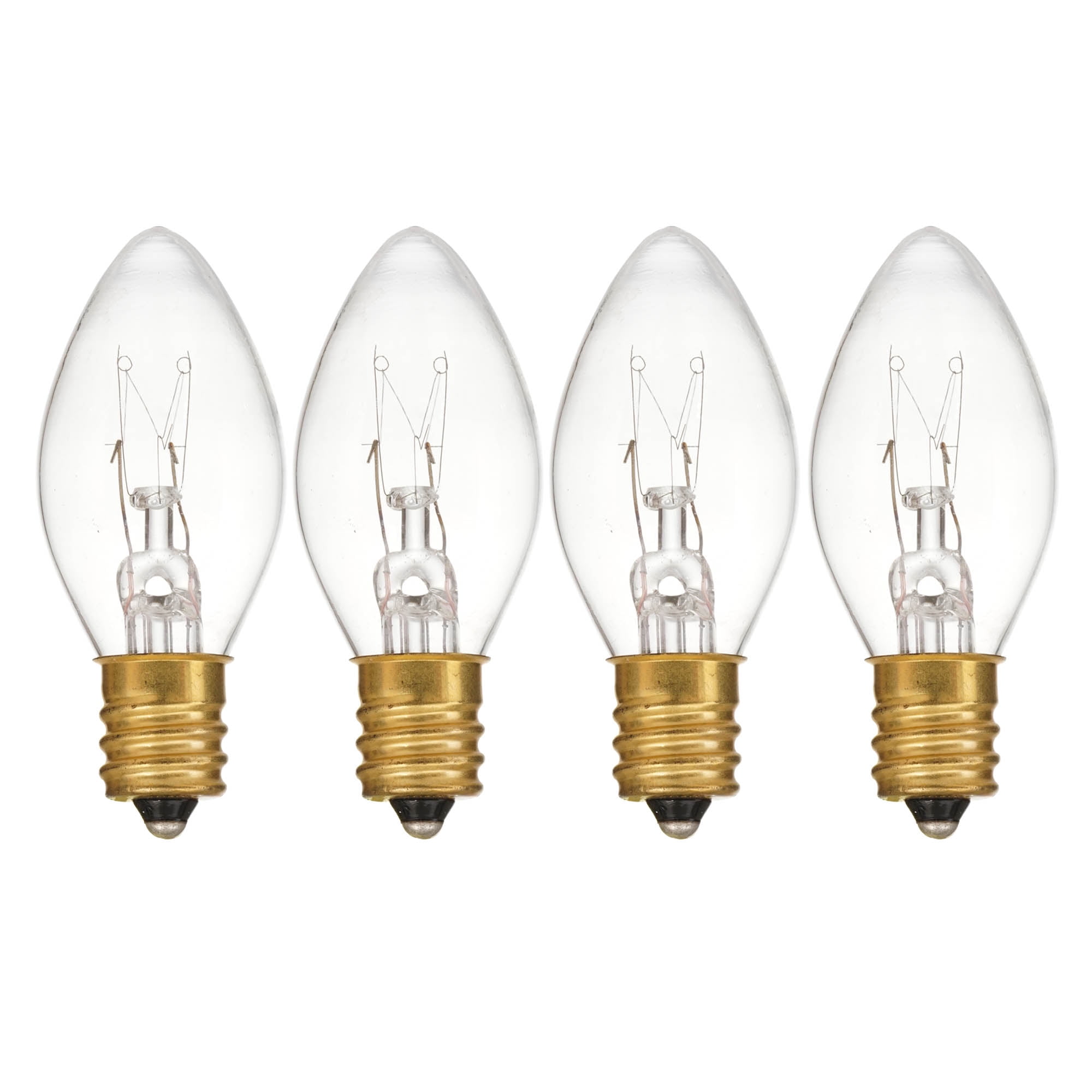 Holiday Time 5-Watt Incandescent C7 Replacement Christmas Bulbs, Clear, 4-Pack