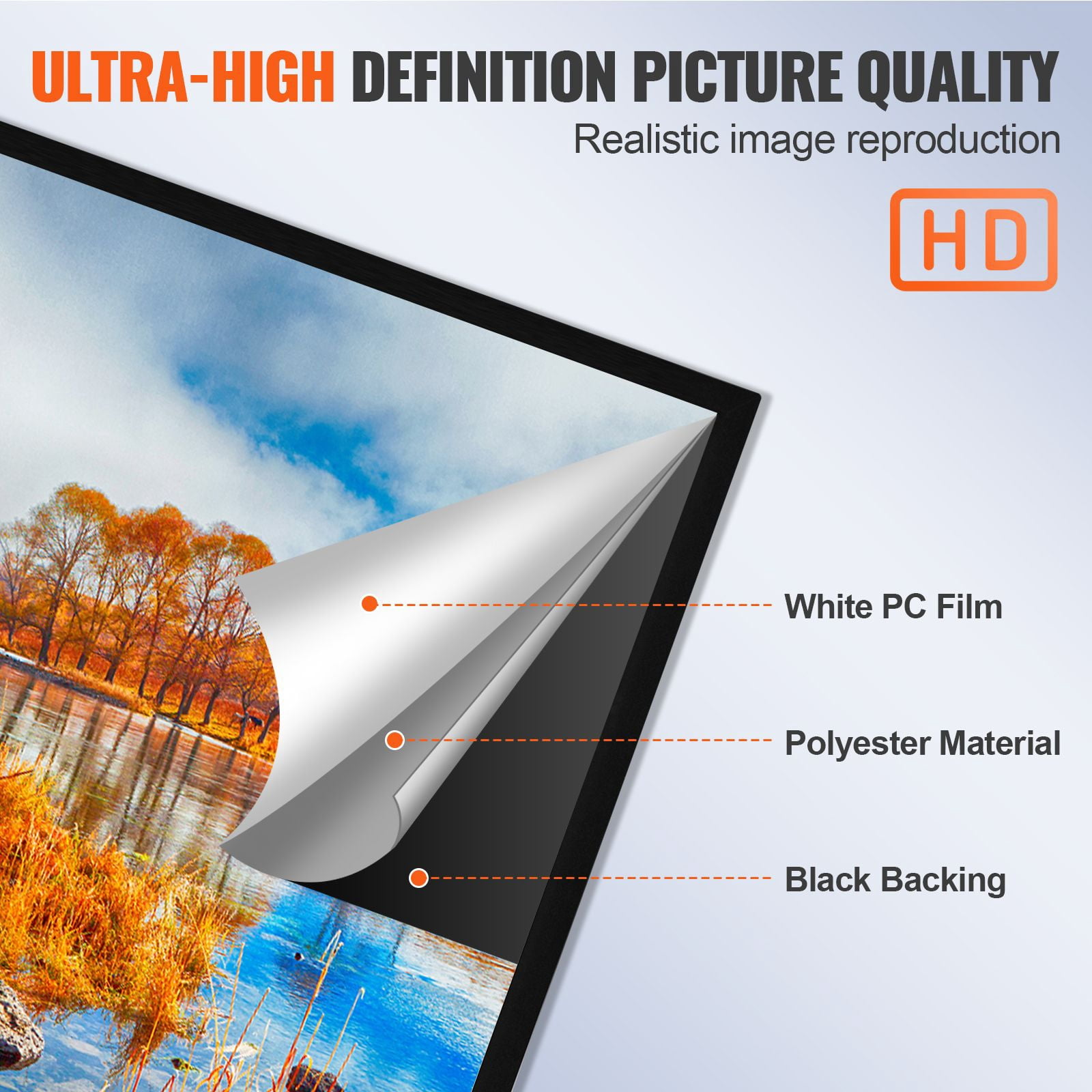 120" 16:9 Projector Screen Fixed Frame 4K HDTV Movie Theater 3D