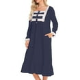 thumbnail image 5 of Robes pour Femmes 2023 Robes d'Été Robe Décontractée à Manches Longues Col Carré Mi-Mollet Tenue de Maison, 5 of 5