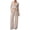 Khaki, variant on Women's Three Piece Set Long Sleeve V-Neck Top Side Tie Wide Leg Pants Halter Tank Tops Yoga Suit Outdoor Jogging Suit