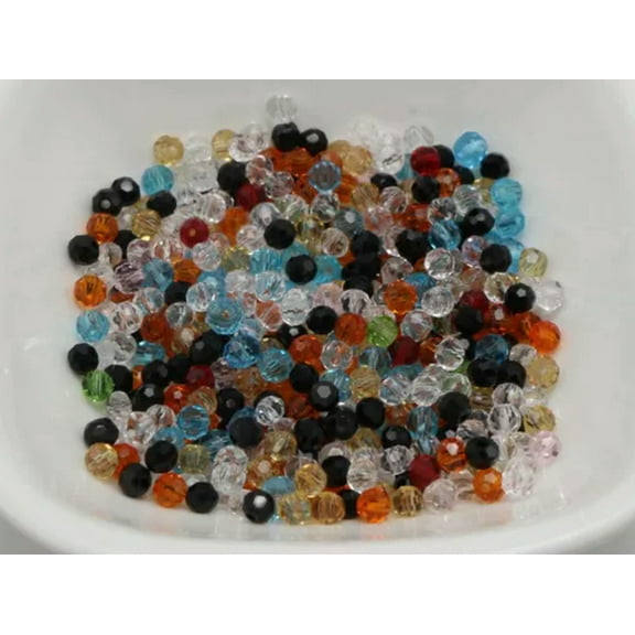 EOEMY 200 Pcs Crystal Glass 3mm Faceted Round Beads Color For Choice-Mixed Color