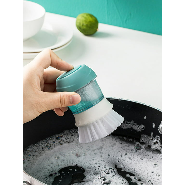 Soap Dispensing Dish Brush Soap Dispensing Palm Brush Dishwashing Removable  Scrub Brushes Dish Scrubber with Holder Kitchen Tool
