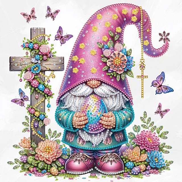 Pintura de diamante 5D DIY Wdftyju Gnomo de cruz de Pascua 30x30 cm