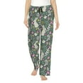 thumbnail image 2 of Lsque Retro Bunny Floral Print Women's Pajama Pants, Lounge Pant - Comfortable Home Wear,Elastic Waistband, Stylish Design-Small, 2 of 9
