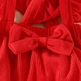 thumbnail image 6 of GYRATEDREAM Infant Baby Girl Christmas Thanksgiving Outfit Ruffle Long Sleeve Romper Skirt Set Suspender Dress 3Pcs Clothes Set for 0-18M White-Heart, 6 of 9