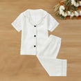 thumbnail image 4 of Splozh Baby Girls' Pajama Sets 1T-9T Girls' Summer Pajamas Fashionable Cute Print Jacquard Casual Home Wear Set,White,8-9 Years, 4 of 4