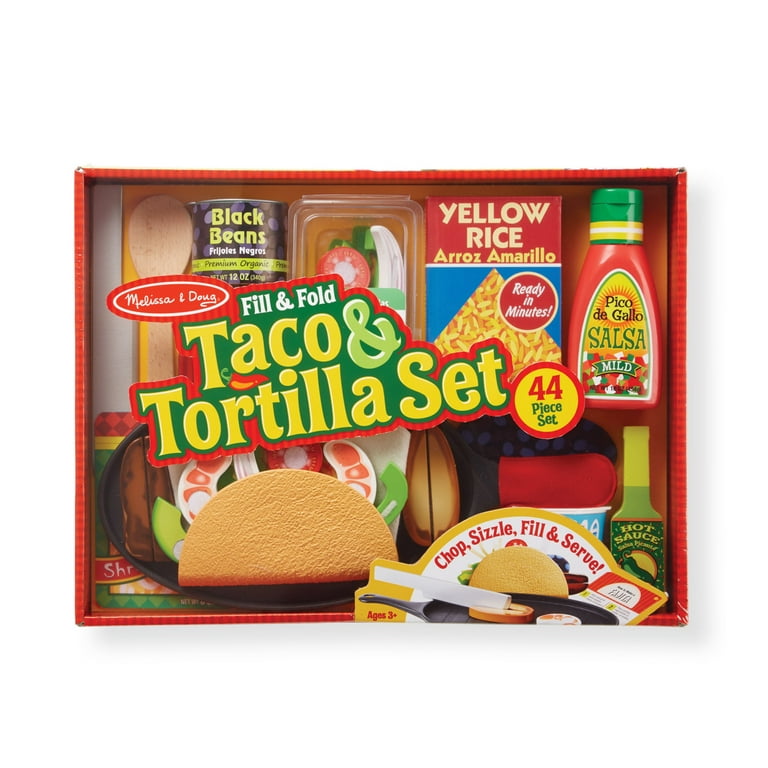 Melissa & Doug Fill & Fold Taco & Tortilla Set, 43 Pieces – Sliceable  Wooden Mexican Play Food, Skillet, and More - FSC Certified